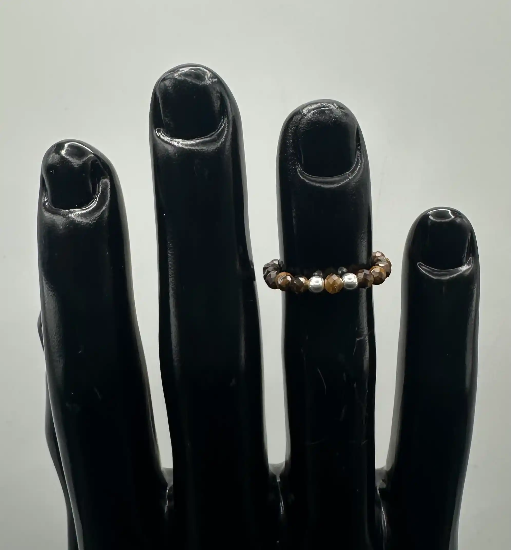 Anillo Ojo De Tigre Facetado Plata De Ley - Imagen 2