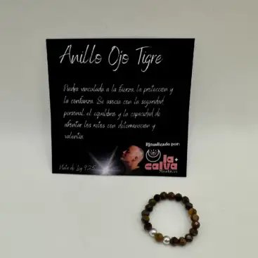 Anillo Ojo De Tigre Facetado Plata De Ley