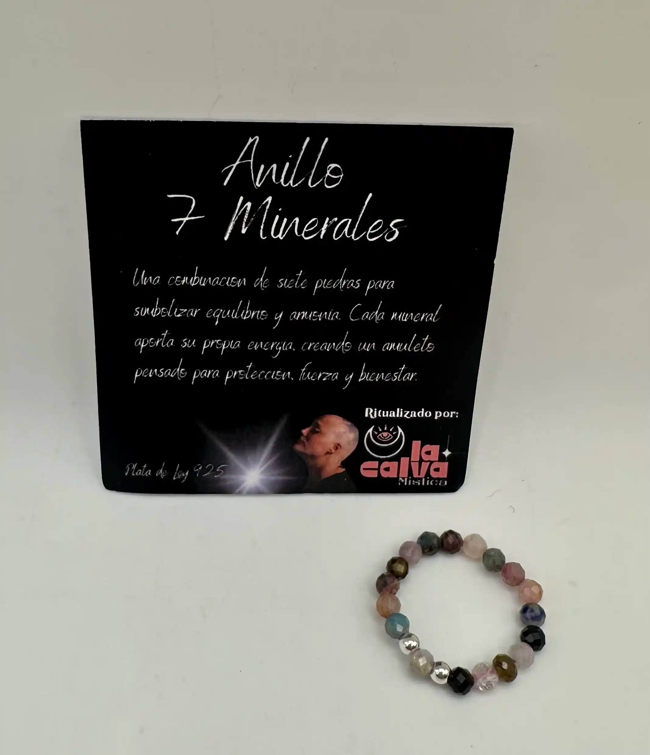 Anillo 7 Minerales Facetado Plata De Ley