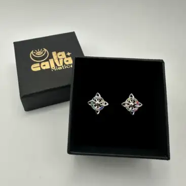 Pendientes Nudo De Bruja Con Piedras De Colores Plata De Ley